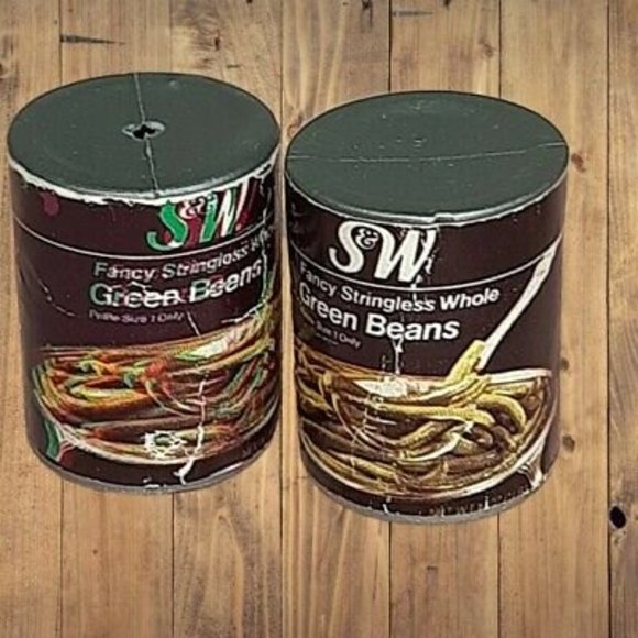 2 Vtg  S&W Green Beans 1980s Arco Miss Merry Supermarket Grocery Store Play Food - Picture 1 of 8